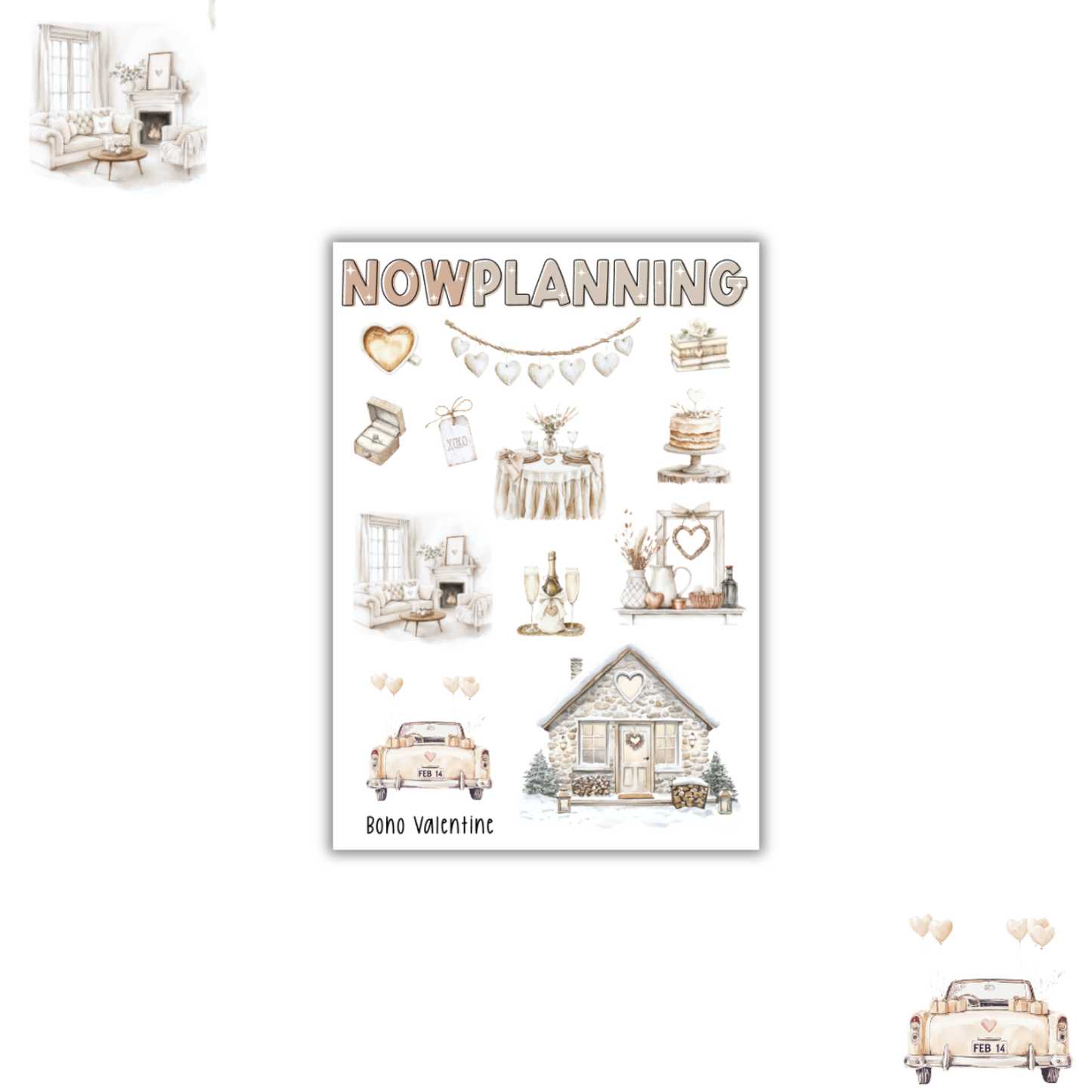 Boho Valentine Sticker Sheet | Valentine's Day Stickers |  Journal Stickers, Planner Stickers, Scrapbook Stickers