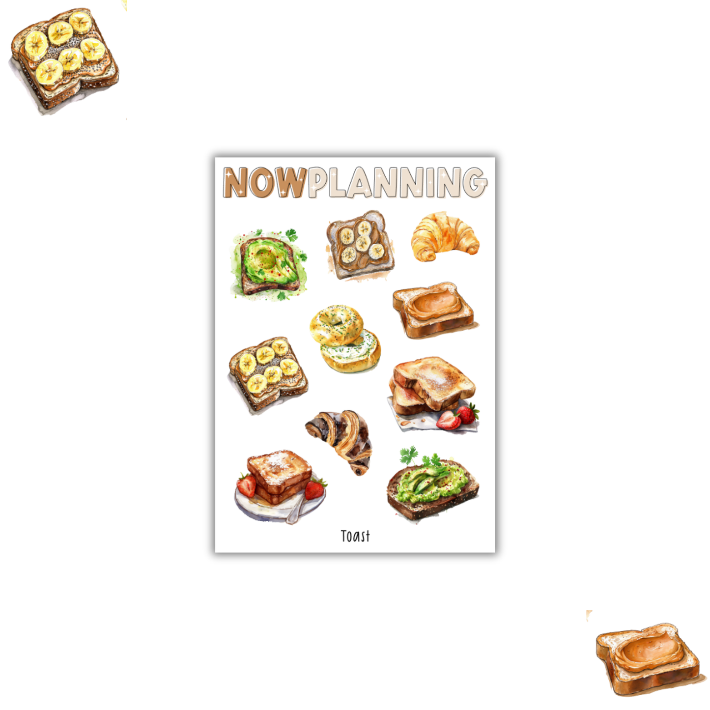 Toast Sticker Sheet  |  Bullet Journal Stickers, Planner Stickers, Scrapbook Stickers