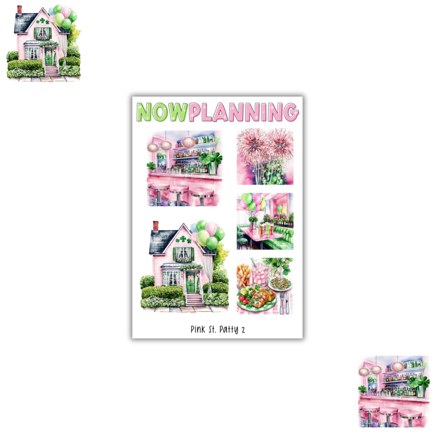 Pink St. Patty Sticker Sheet |  Spring Stickers | Journal Stickers, Planner Stickers, Scrapbook Stickers