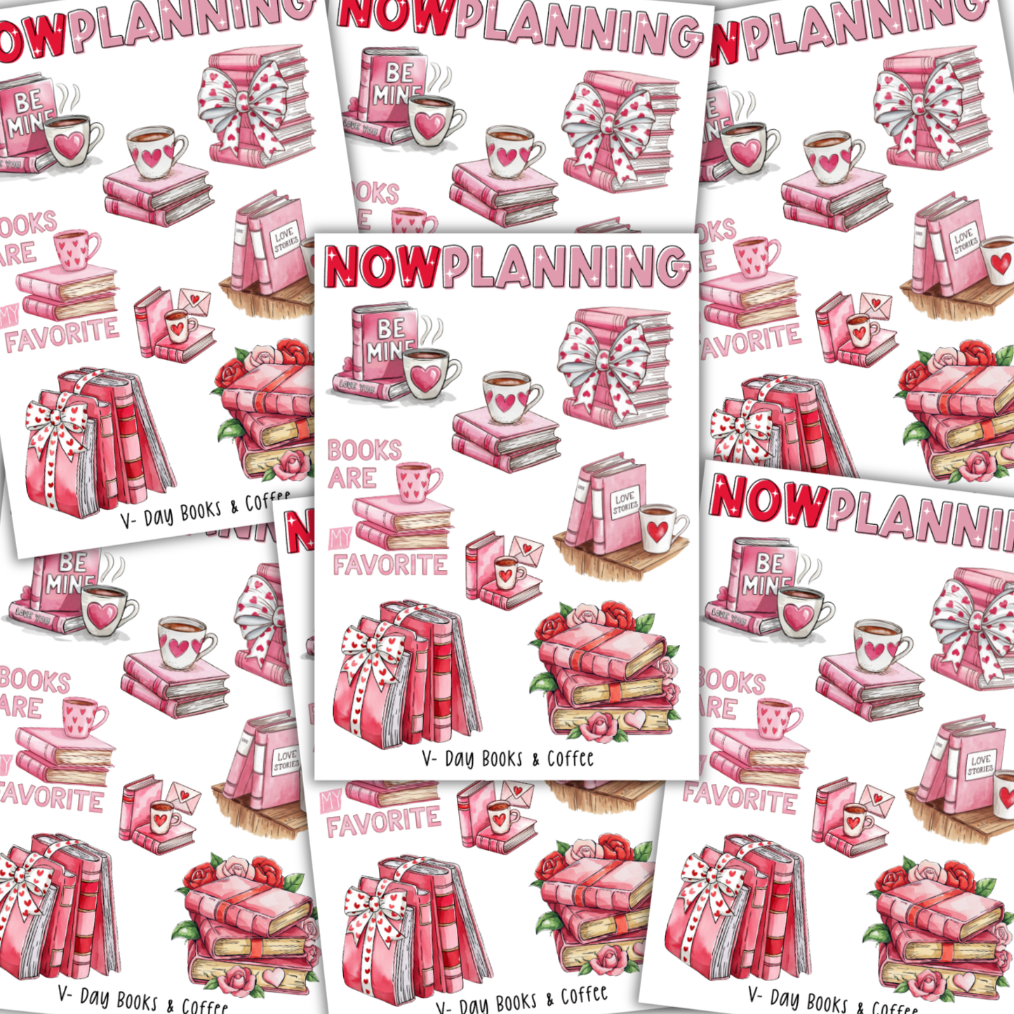 V-Day Books & Coffee Sticker Sheet | Valentine's Day Stickers |  Journal Stickers, Planner Stickers, Scrapbook Stickers