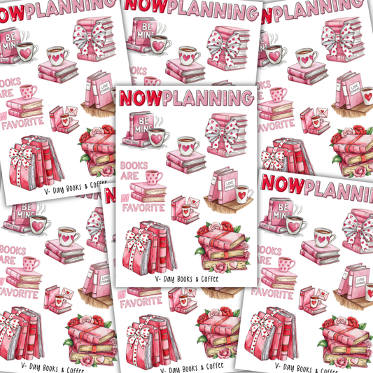 V-Day Books & Coffee Sticker Sheet | Valentine's Day Stickers |  Journal Stickers, Planner Stickers, Scrapbook Stickers