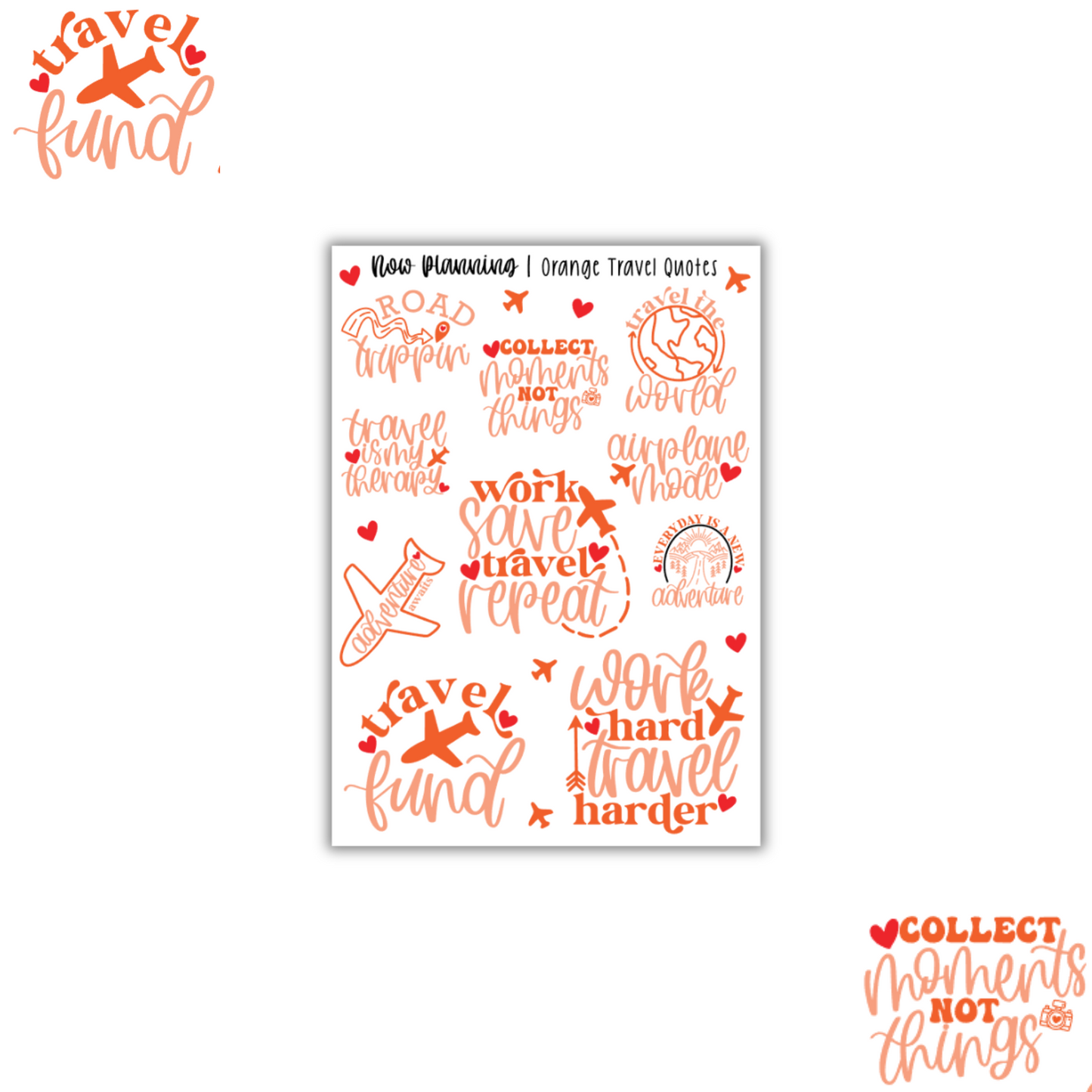 Travel Quotes Sticker Sheet |  Journal Stickers, Planner Stickers, Scrapbook Stickers
