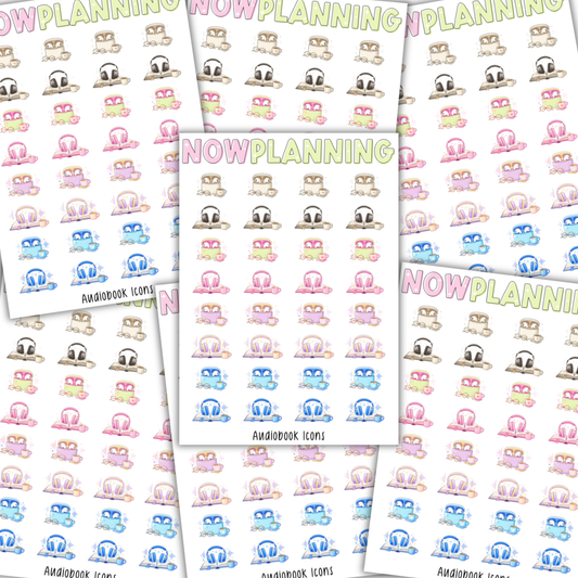 Audiobook Icons Sticker Sheet |  Reading Stickers | Journal Stickers, Planner Stickers, Scrapbook Stickers