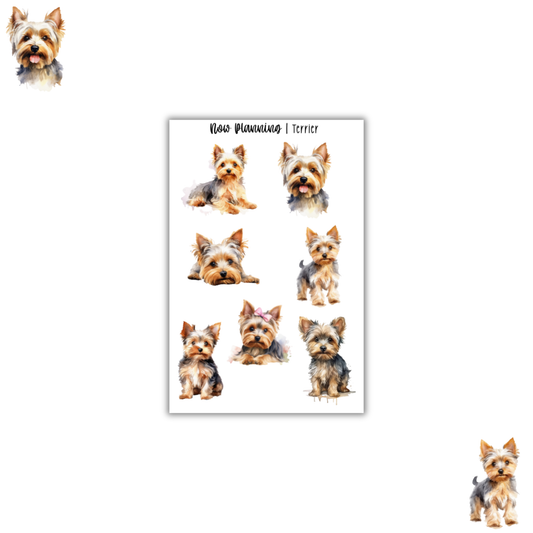 Yorkshire Terrier Sticker Sheet |  Pet Stickers |  Journal Stickers, Planner Stickers, Scrapbook Stickers