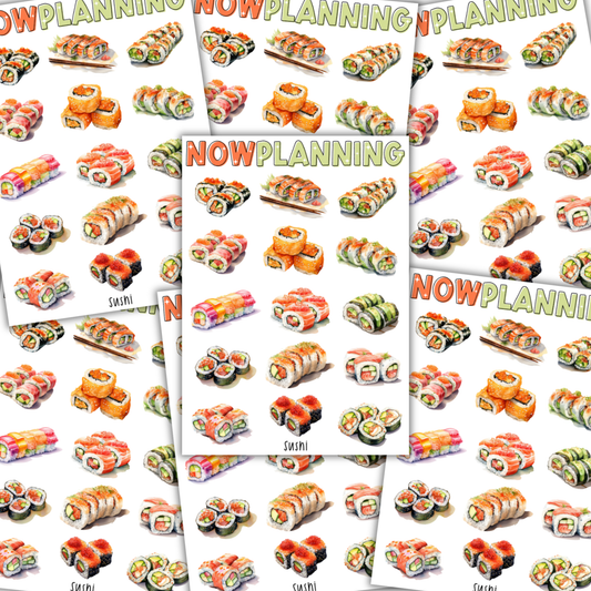 Sushi Sticker Sheet  |  Bullet Journal Stickers, Planner Stickers, Scrapbook Stickers