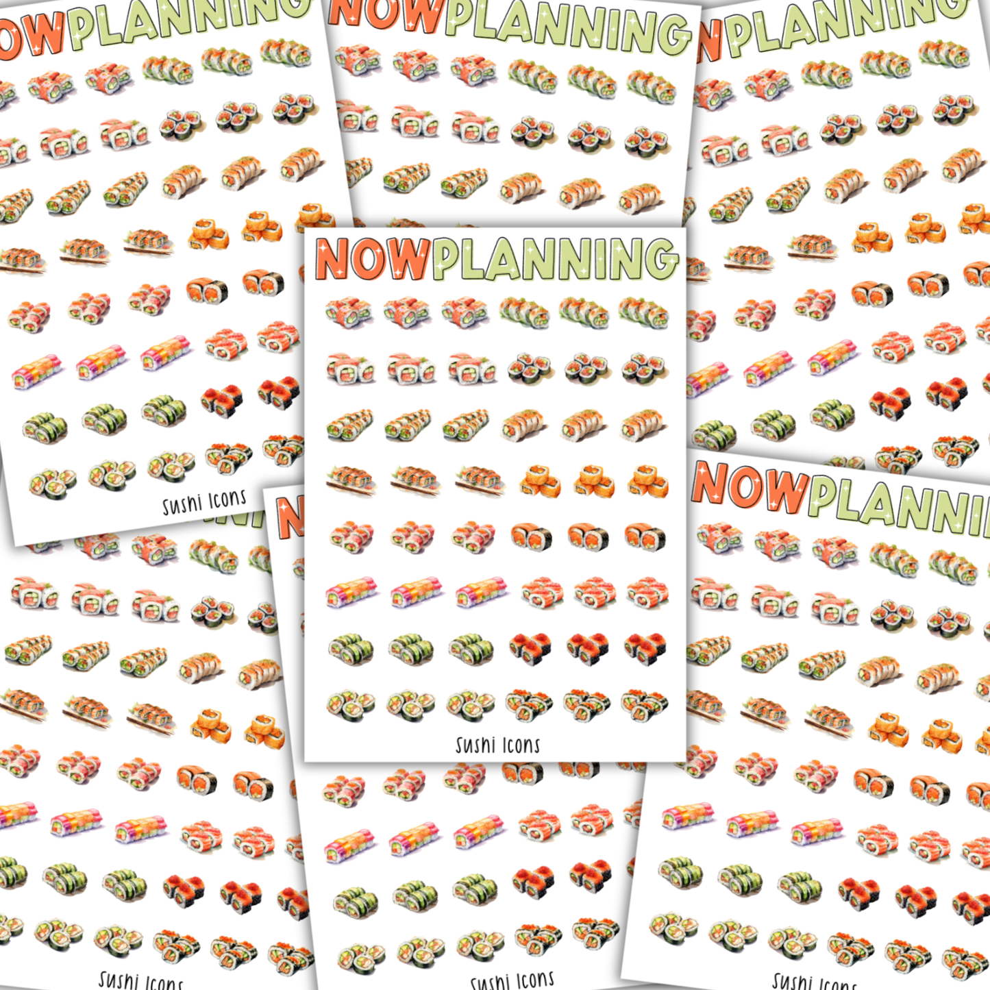 Sushi Sticker Sheet  |  Bullet Journal Stickers, Planner Stickers, Scrapbook Stickers