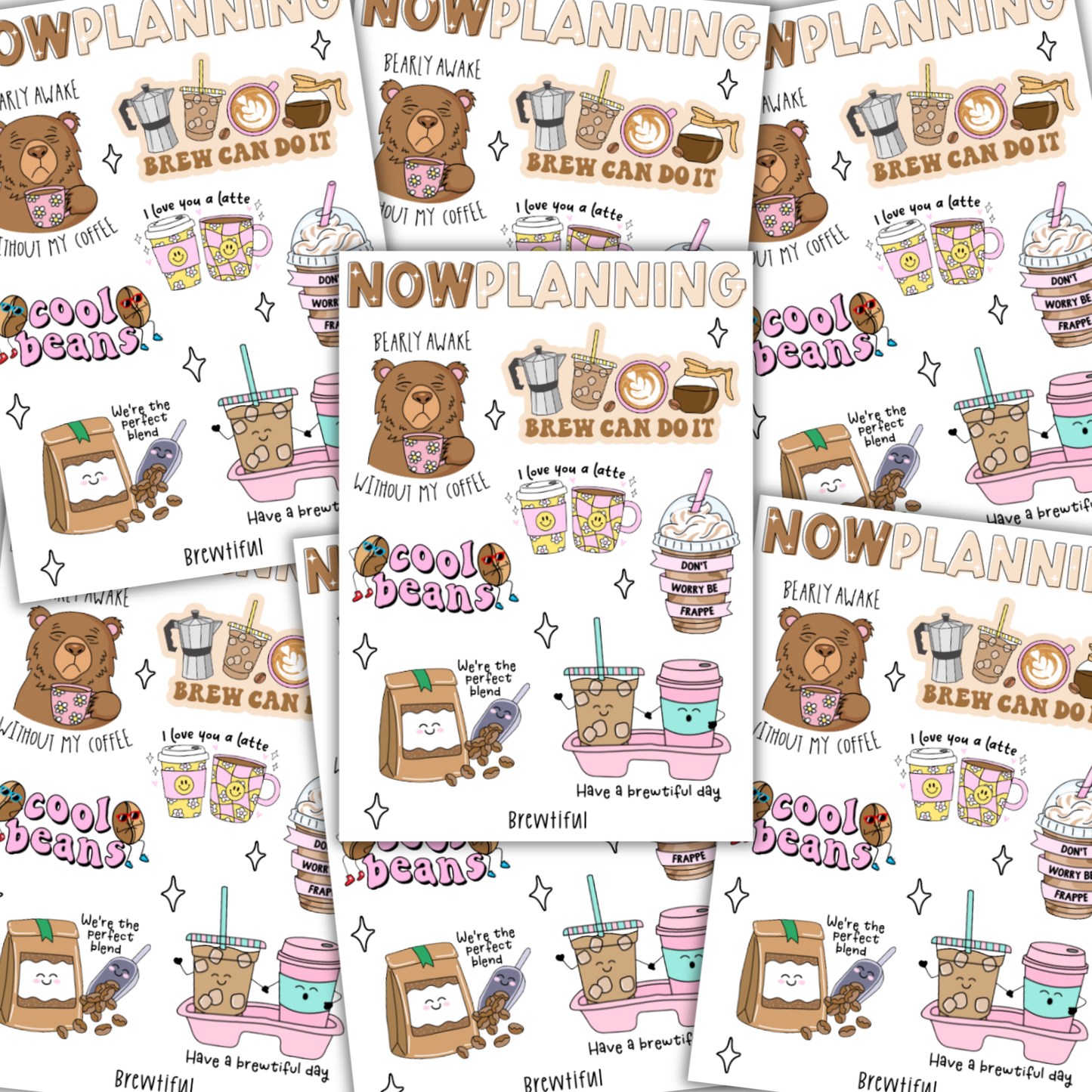 Brewtiful Sticker Sheet  |  Bullet Journal Stickers, Planner Stickers, Scrapbook Stickers