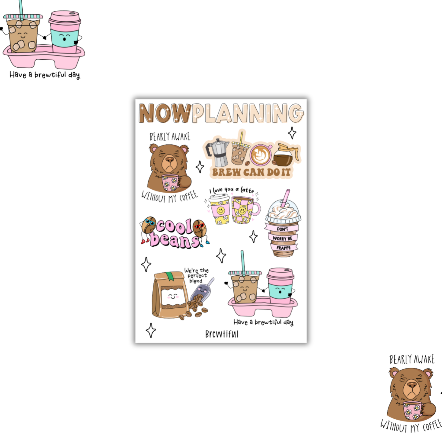 Brewtiful Sticker Sheet  |  Bullet Journal Stickers, Planner Stickers, Scrapbook Stickers